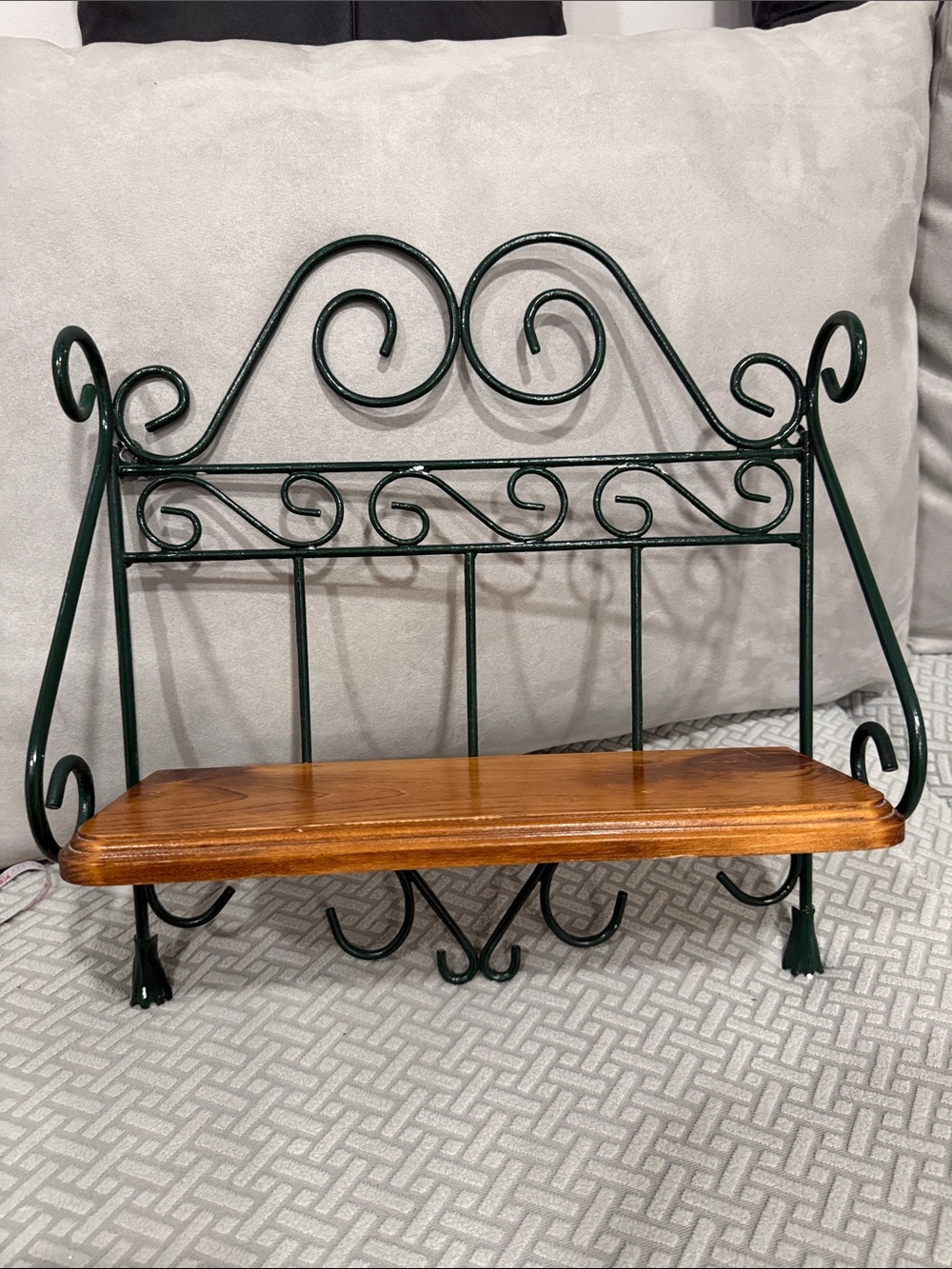 Vtg Homco Wood Wall Shelf 14 X 15.5 X 5.25 Green Country Grannycore Cottagecore